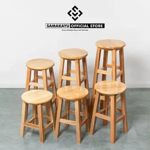 Kursi Cafe Kayu Pinus Bulat Natural - Tinggi 45cm & 60cm - Murah, Berkualitas, Nyaman! Bar Furniture