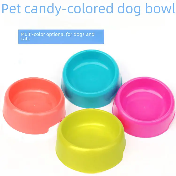 Pet Small round Bowl PET Plastic Single Bowl Dog/Cat Bowl Plastic Bowl Drinking Bowl Pet Supplies