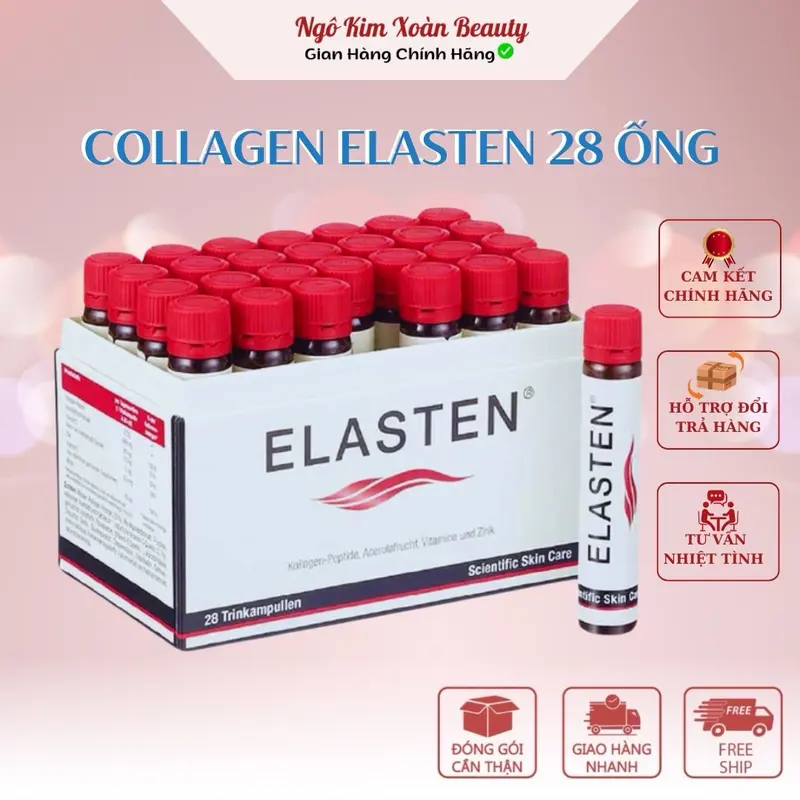 [ Chính Hãng ] Collagen Elasten Hàng Cty Hộp 28 ống x 25ml - Hỗ Trợ Giúp Da Căng Mịn - Hỗ Trợ Dưỡng Trắng Từ Bên Trong - Hỗ Trợ Tóc Móng Chắc Khỏe 0