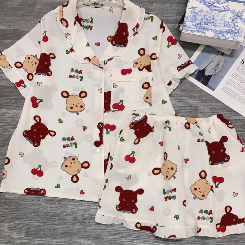 Set đồ nữ pijama mặc nhà cộc tay quần đùi họa tiết hoạt hình dễ thương cho nữ - shopnghi85 7