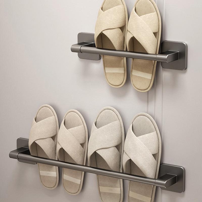 Bathroom Slipper Rack No Punching Wall Mounted Slipper Storage Rack Bedroom Shower Room Bath Slippers Hanger Babouche Organizer 4