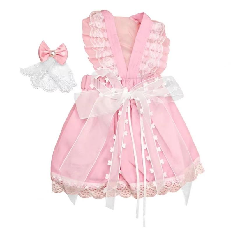 Product Introduction of 1 Set Fashion Dog Skirt Comfortable Dress-up Cotton Large Bowknot Pet Dog Princess Skirt with Hair Accessories 15