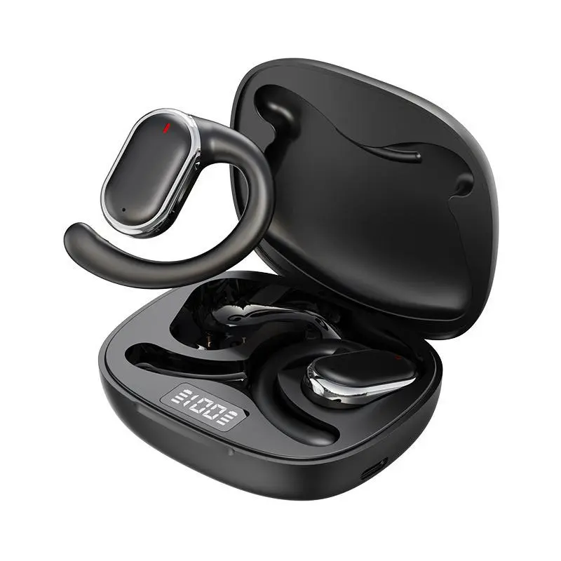 Wireless Bone Conduction Headset, Ear Hook Design Earphone with Digital Display, Noise Cancelling Headset for Sports Running 0