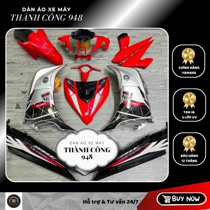  Dàn áo Exciter 135 Đỏ Đen Bạc mẫu LC135 - Tặng Tem Baga Phụ Kiện Phụ Tùng Sticker Decal Nhãn Dán 