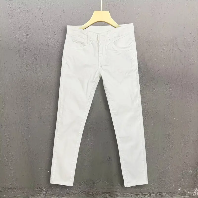 Quần jean nam trắng trơn jean thun co giãn form ôm Menswear Pants Có Túi 0