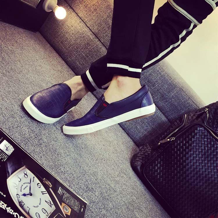 Product Introduction of Spring PU Leather Shoes Men's Waterproof Slip-on Lazy Shoes Versatile Sneakers Casual Shoes Black Men's Shoes 11