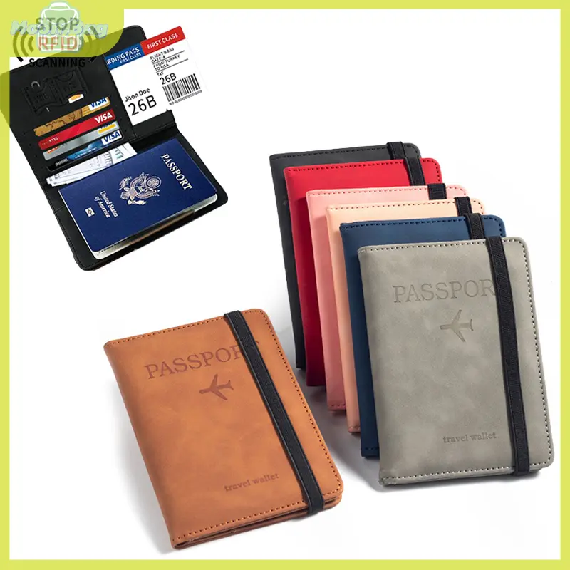 ปกหนังสือเดินทางธุรกิจวินเทจ, ปกป้อง RFID, สำหรับผู้หญิงและผู้ชาย, มัลติฟังก์ชั่น, ปกป้องบัตรธนาคาร ID, ทำจากหนัง PU, เคสกระเป๋าสตางค์, อุปกรณ์เสริมการเดินทาง