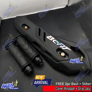 Cover Knalpot Beat all type Series Carbon Look + Handle Grip & Jalu Stang – Bonus Baut + Stiker Hologram beat