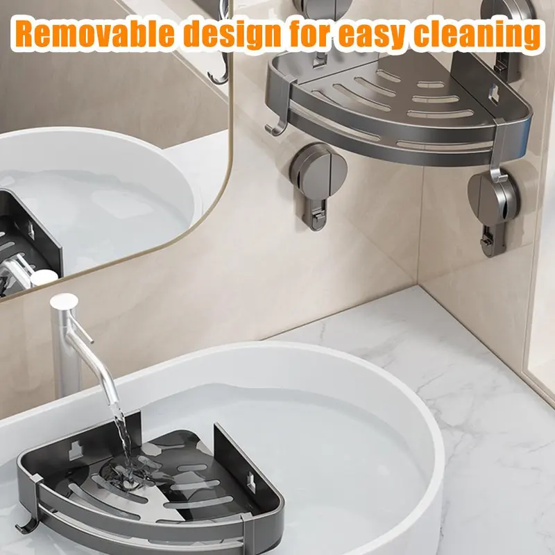 Giá Để Cốc Hút Nhà Vệ Sinh, Giá Để Đồ Phòng Tắm, Hình Tam Giác, Không Cần Thủng, Giá Để Đồ Góc, Hút, G9B5 6