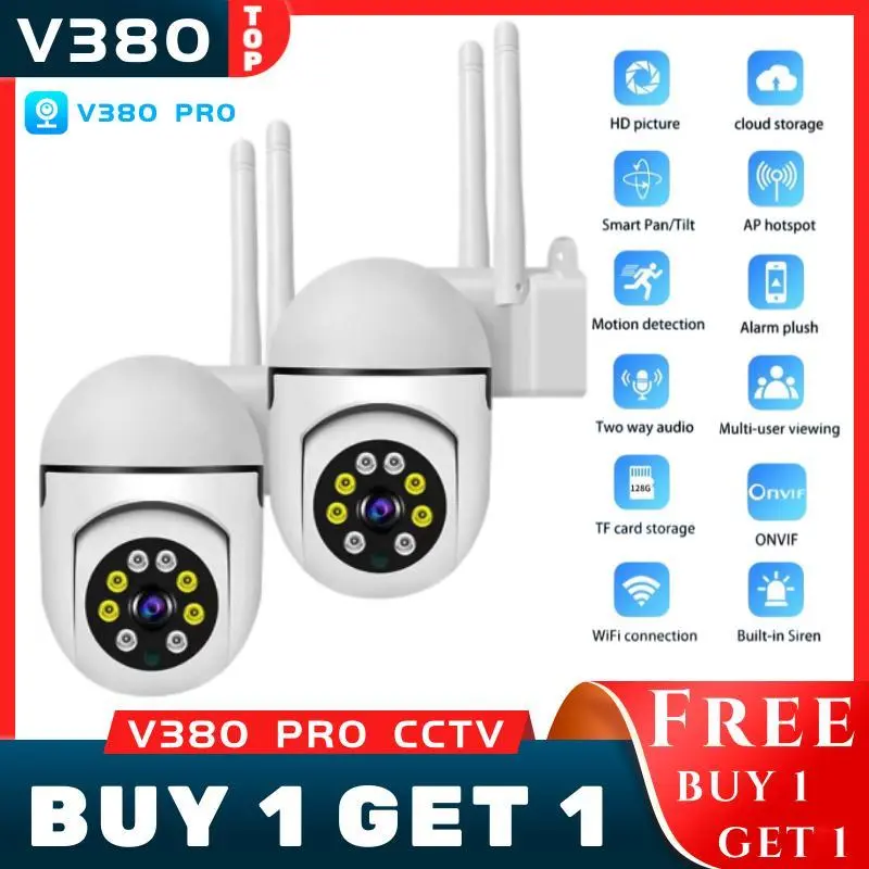 Beli 1 Get 1-V380 Pro Kamera  Wifi CCTV IP Full HD 1080P Waterproof Tanpa Kabel dengan Pelacakan Manusia & Wireless 0