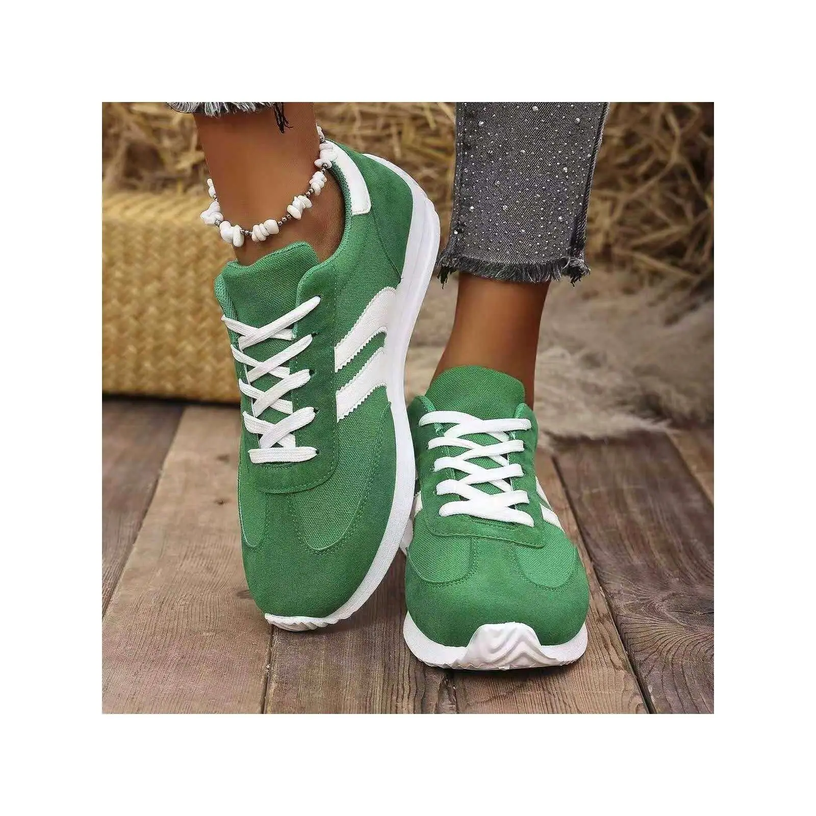 2024 Women Casual Versatile Lightweight Slip-Resistant Lace-Up Sneakers, College Style