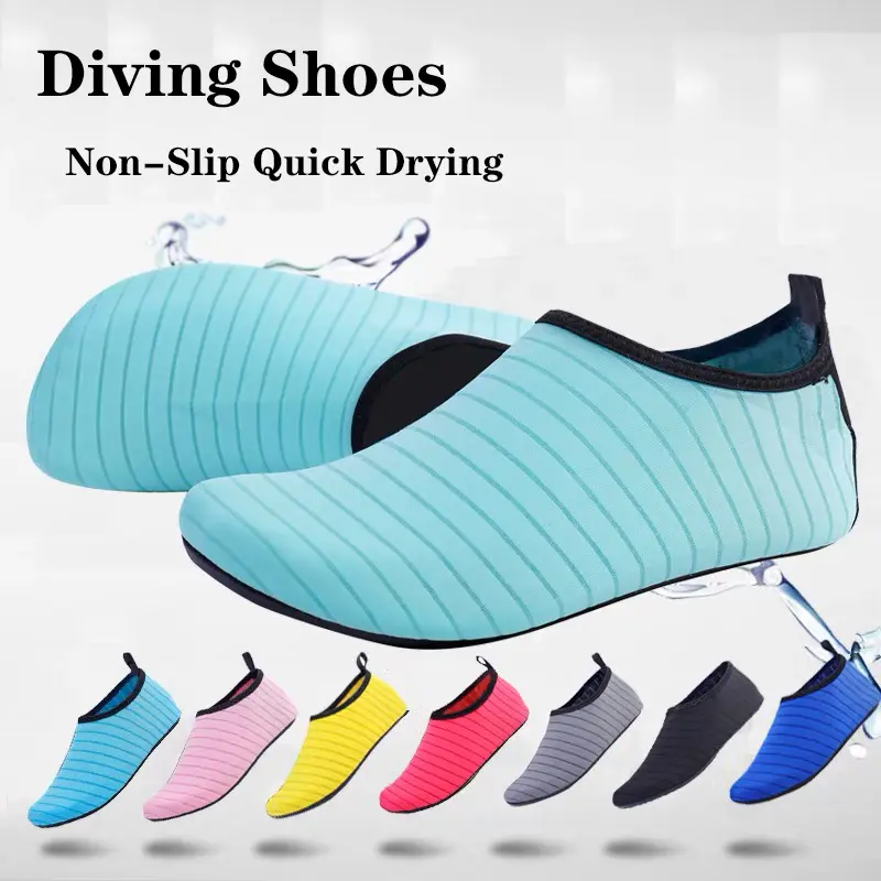 Summer Water Shoes Men Aqua Socks Sneakers Unisex Swimming Shoes Beach Socks Big Plus Size Sneakers Striped Colorful Shoes Kids