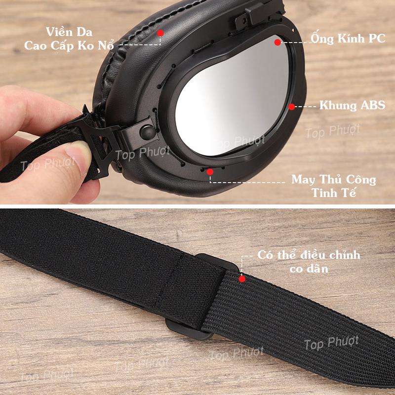Product Introduction of Kính phi công Harley gắn trang trí mũ bảo hiểm 1/2 và 3/4 - Bản nâng cấp, viền đen chống rỉ Phụ Kiện 6