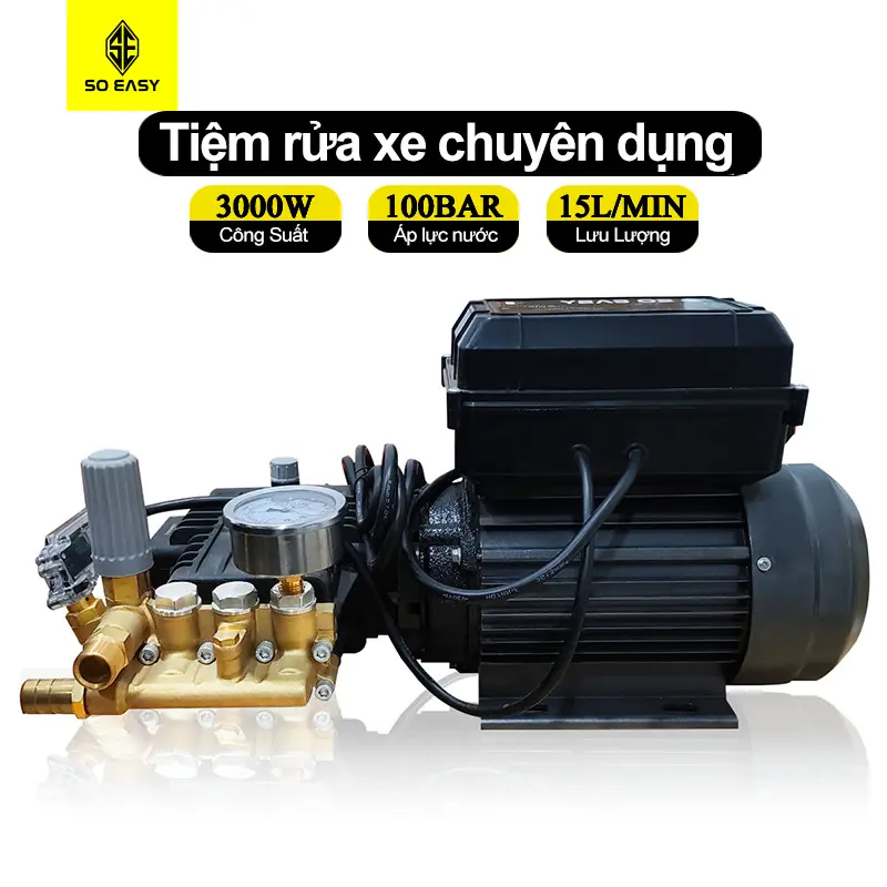 [3.0KW- tua nhanh- điện 220V] Động cơ motor và đầu bơm 16080, 15L/phút công nghiệp cao áp pump head motor, động cơ lõi đồng ty tráng sứ, may rua xe cao áp công suất mạnh, máy xịt rữa xe áp lực cao xịt rửa xe tải, xe cơ giới, chuồng trại