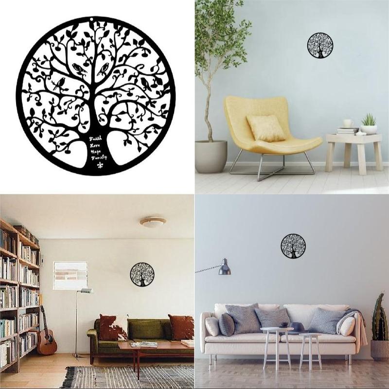 Tree of Life Metal Sign, 1 Count Hollow out Heart Tree Wall Decor, Sweet Furniture, Round Modern Simple Wall Art Decor for Home Living Room, Bedroom, Office 6
