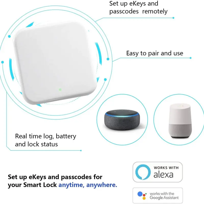 WiFi/RJ45 Smart Home Controls for Smart Door Lock, 1 Count Smart Home Control Compatible with Google Assistant & Alexa Voice Control, Home Improvement Supplies 6