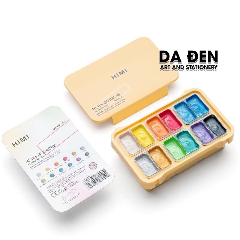 ￼[DA ĐEN] Màu Gouache Himi 12 Màu Metallic Twin 12ml