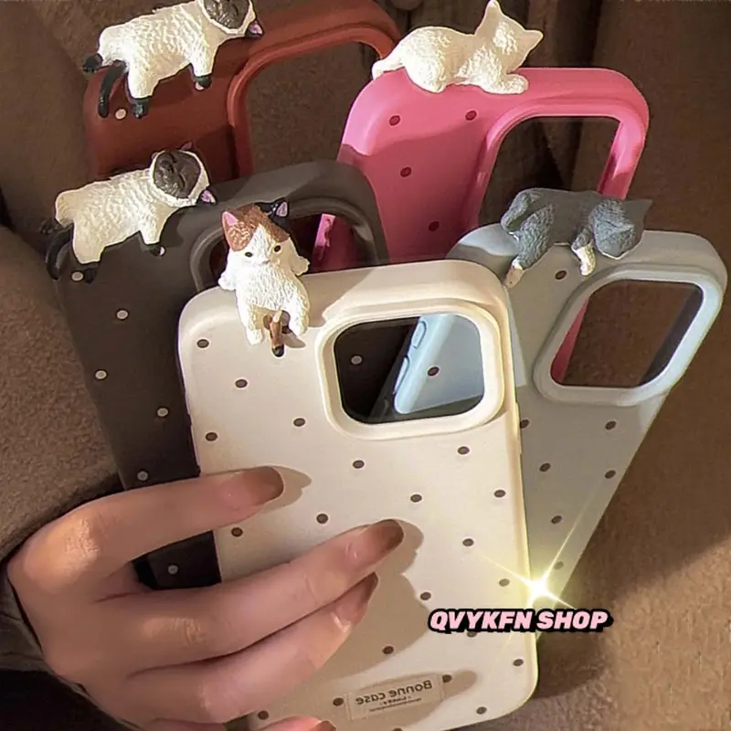 Liquid Soft Silicone Cat INS Fashionable and Cute Phone Case for Iphone 15 14 Pro Max 12 13 16 Promax Lovely Cute Wave Point Silicone Soft Cover