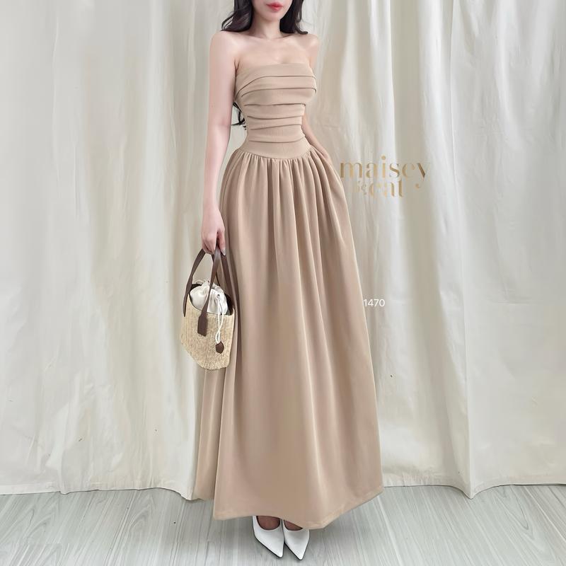 [MAISEY ẢNH THẬT] 1470 - ĐẦM MAXI CÚP NGỰC DRAPPING TỈ MỈ CÓ HAI TÚI SƯỜN TIỆN LỢI Nữ Women Nữ Women Dress Thun 3