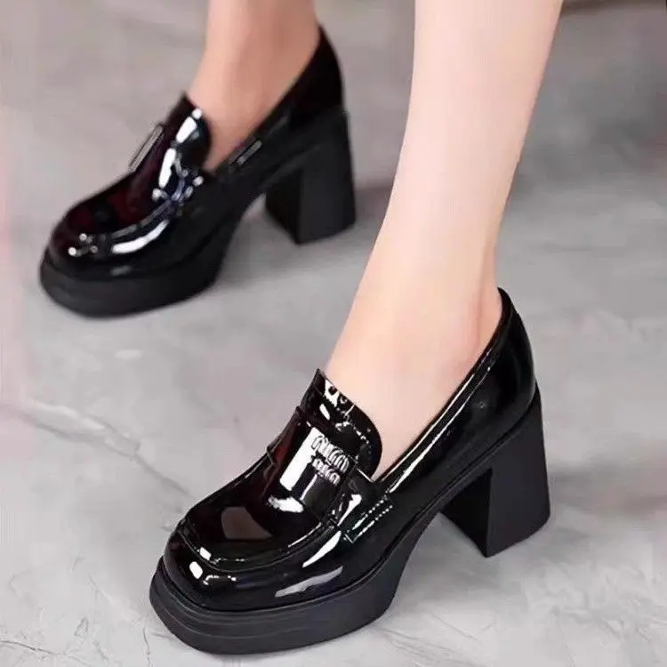 Giày Cao gót Mary Jane, Giày Nữ, Hàng Mới Về 2024, Giày Lười, Làm Bằng Da, Đế Mềm, Tăng Chiều Cao, Thích Hợp Cho Mùa Lò Xo Và Mùa Thu, Giày Nữ