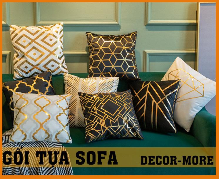 Áo gối tựa lưng vỏ gối sofa vải nỉ nhung dày mịn in ánh vàng sang trọng size 45*45cm áo riêng ruột riêng