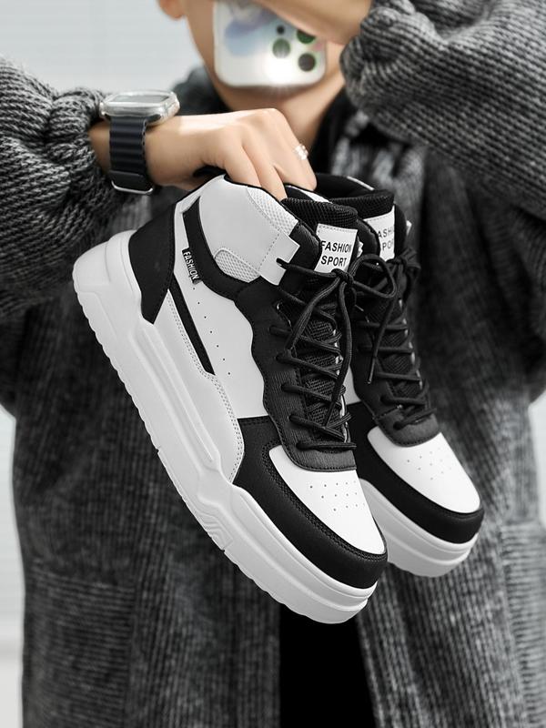 Fashion Patchwork Design Lace Up High Top Sneakers, Casual Breathable Walking Shoes, Non-slip Outdoor Round Toe Hiking Shoes Designer Shoes 2