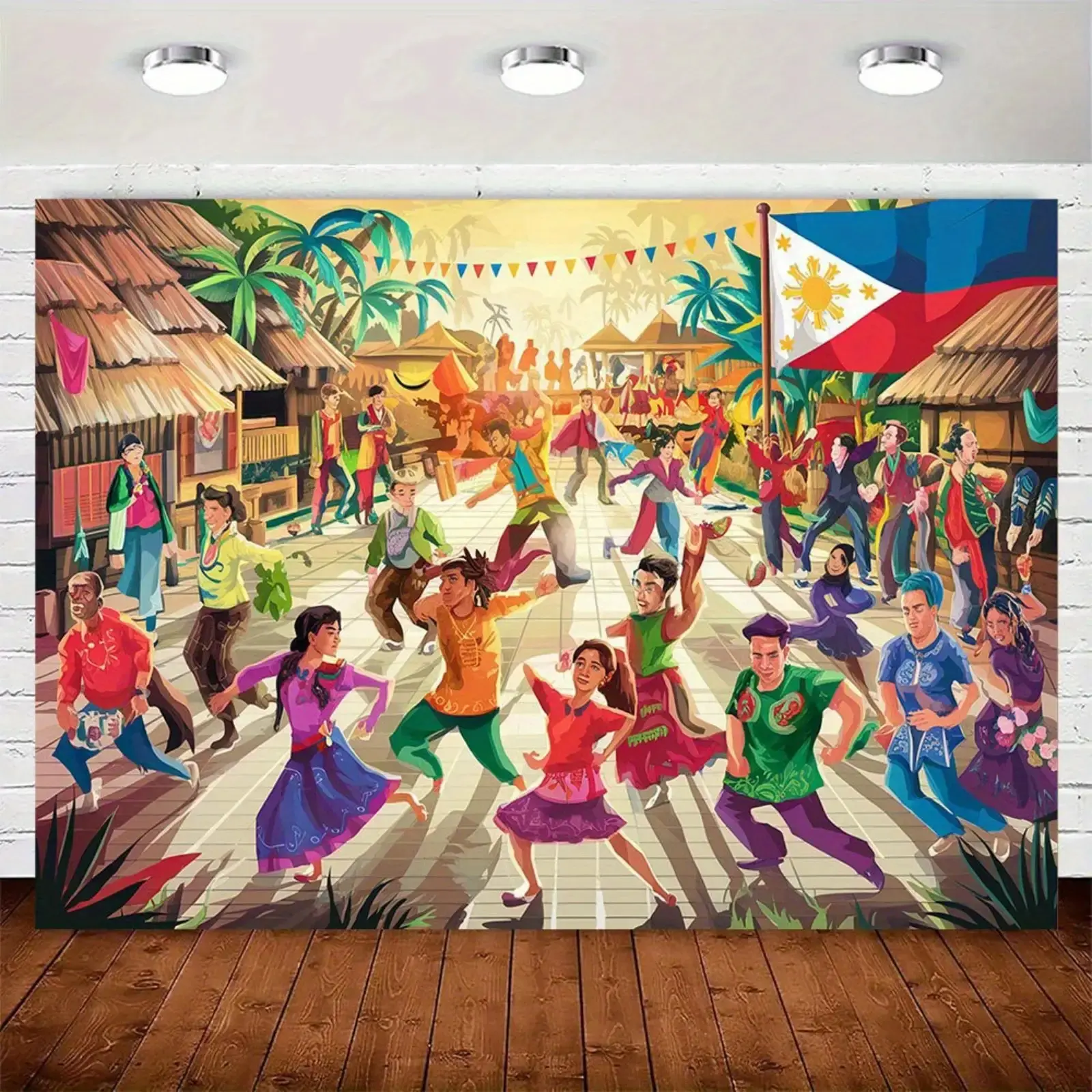 1pc 2D flat banner Photography Backdrop Vibrant Filipino Festival Dance ...
