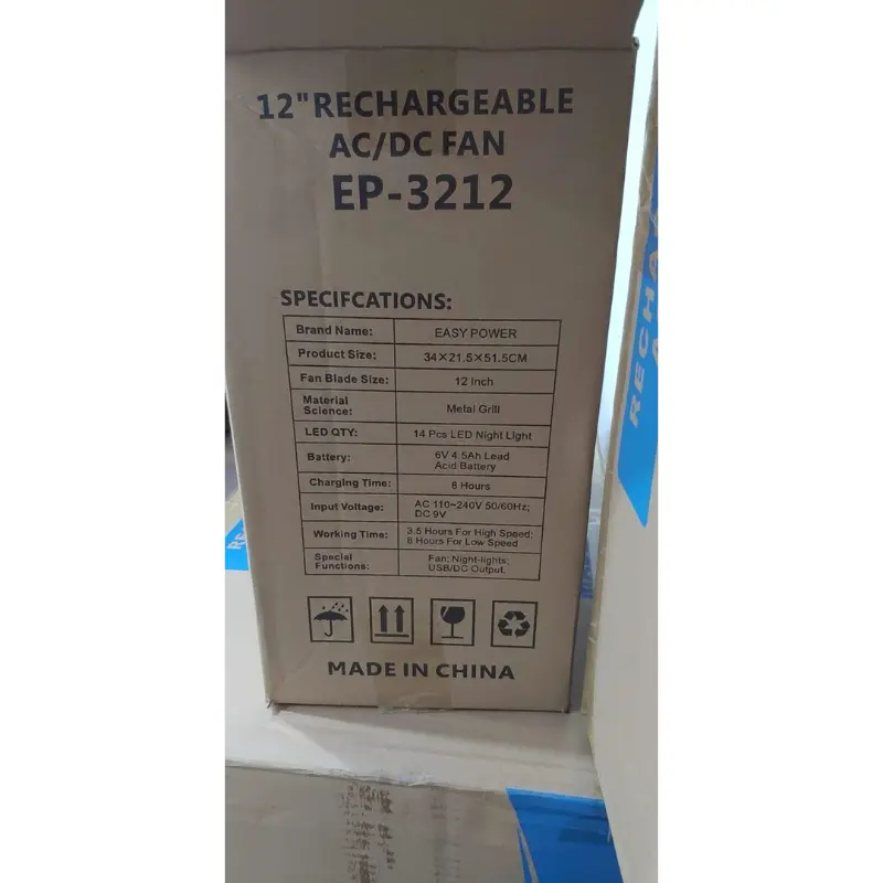 Quạt tích điện , năng lượng mặt trời chính hãng EASY POWER EP-3212A 5