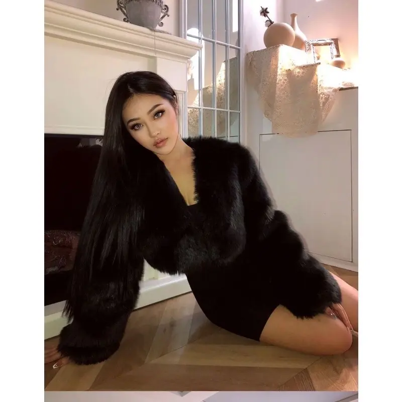 Áo choàng ngắn sexy lông dài symbolic
