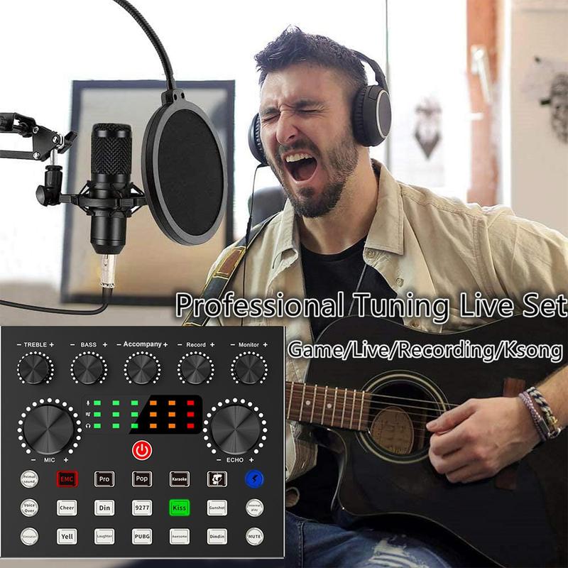 Condenser Microphone Bundle, Audio Mixer Podcast Microphone with Voice Changer, Wired Microphone, Studio Equipment for Laptop Computer Vlog Living Broadcast Live Streaming 6
