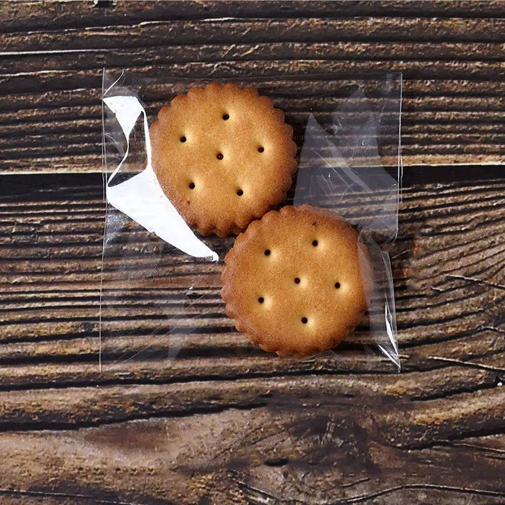 Clear Cookie Bag, 100pcs/set Self Adhesive Candy Bag, Disposable Snack Packaging Bag for Home Kitchen Dining Room Baking House