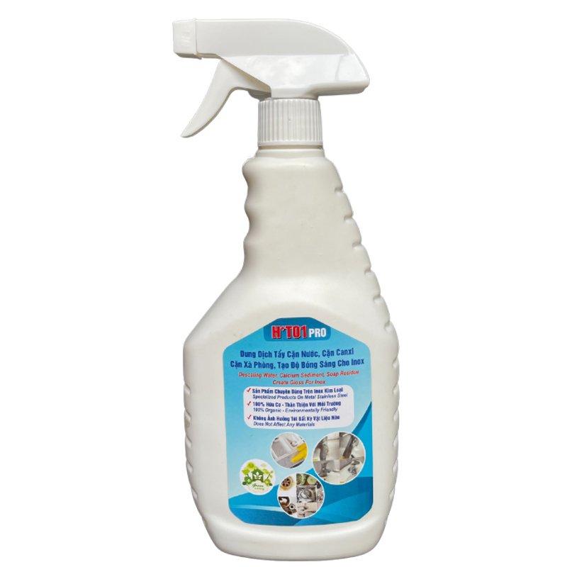 Bình xịt tẩy sen vòi inox ht01, tạo độ bóng cho sen vòi HT01 - TVS01 -60ML chai lớn, bình xịt tẩy cặn canxi trên inox HT01 tiện dụng tặng ngay pad chà rửa 2
