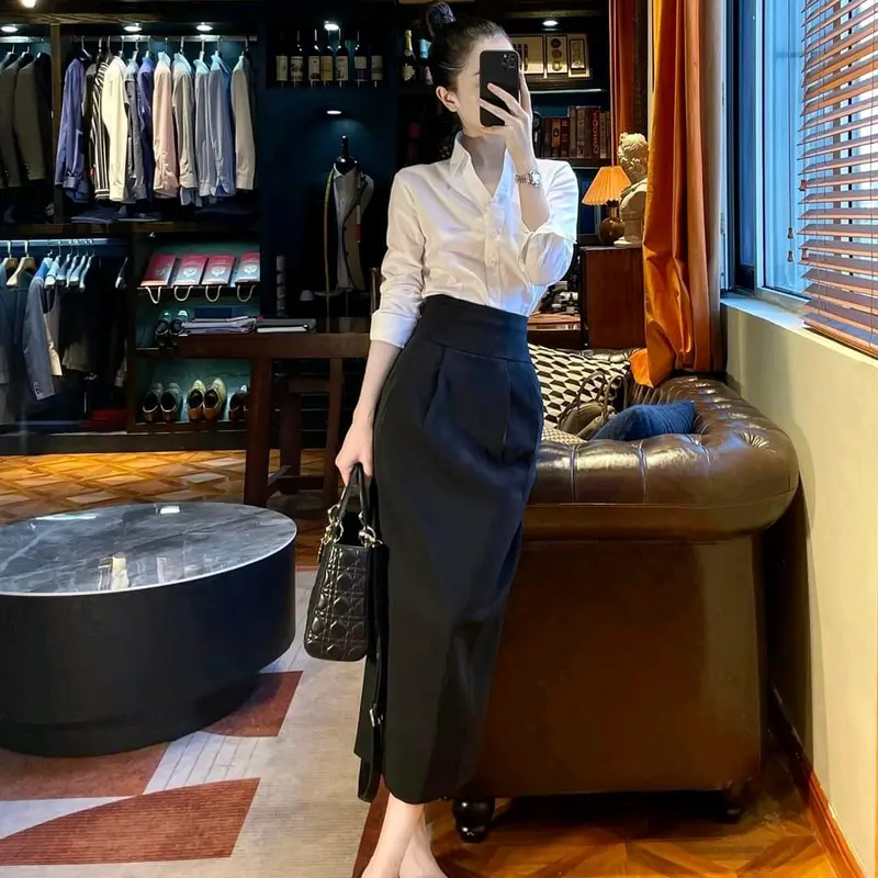 Chân Váy Bút Chì dài 85cm cạp cao Che khuyết điểm Trẻ Trung B85 Nữ Women 7