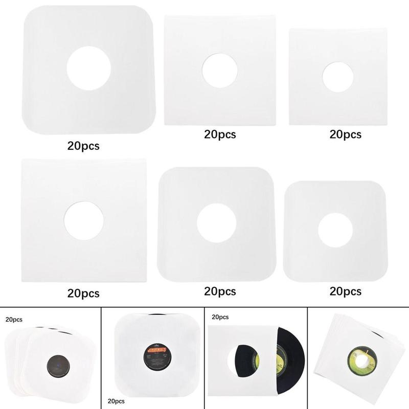 20x Vinyl Record Inner Sleeves White Inner Sleeves Record Sleeves Protection Covers 2
