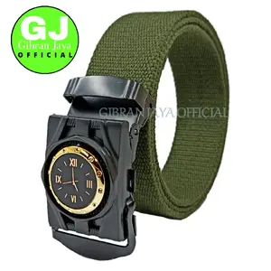 Gesper Ikat Pinggang Pria dan Wanita Katun Motif Jam Klasik