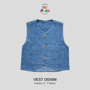 Mixmix VEST DENIM - Vest Rompi Jeans Anak 2 - 7 Tahun Unisex
