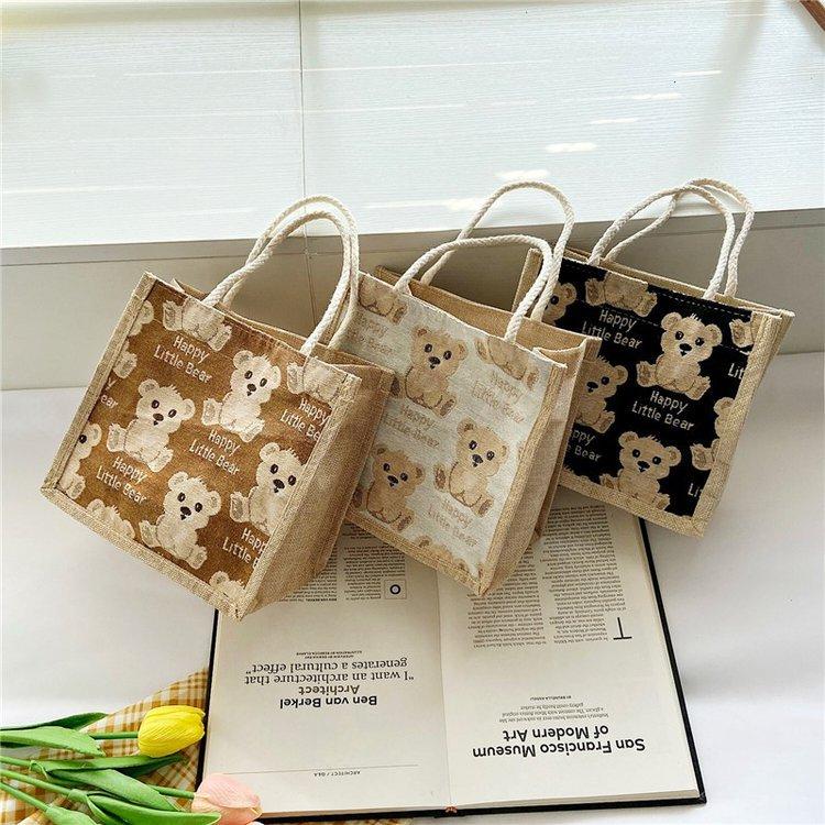 Túi cói mini in hình túi tote bag vải có khóa kéo giá rẻ làm quà tặng đựng đồ dùng lặt vặt nL.Store T08