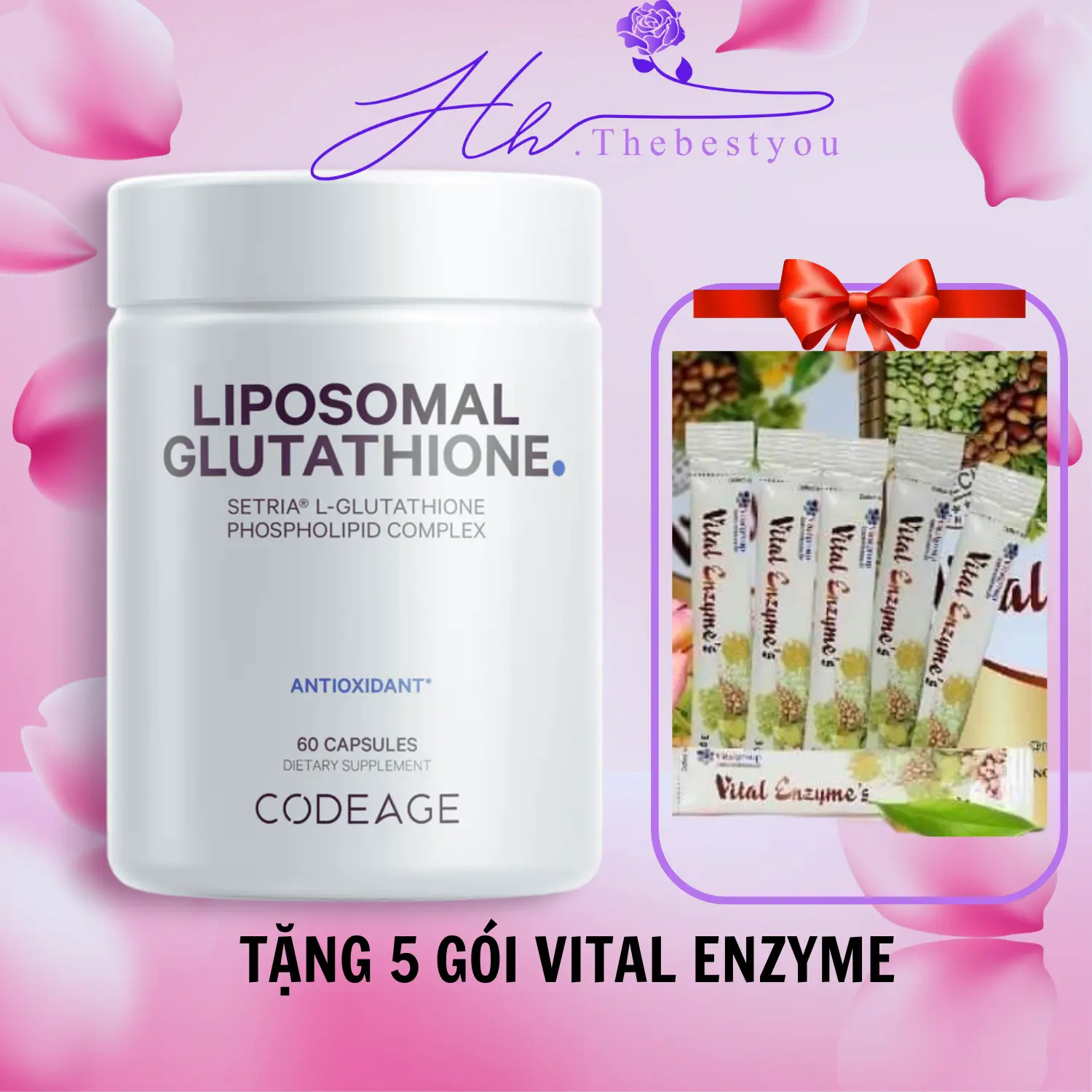Liposomal Glutathione Codeage Viên Uống 500mg, USA chính ngạch, 60 viên