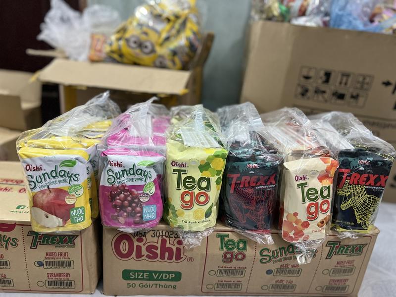 Sỉ 1 thùng 50 túi nước oishi trà xanh Tea Go vị chanh đào táo dâu nho Oishi bịch 10 gói 180ml Nước Trà Chè