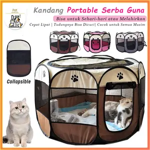 Kandang Bersalin Kucing (Whelping Tent) - Tenda Portable Anti Air dengan 8 Panel & Mat Khusus, Kandang Tertutup untuk Persiapan Melahirkan Anjing/Kucing, Sekaligus Portable Litter Box