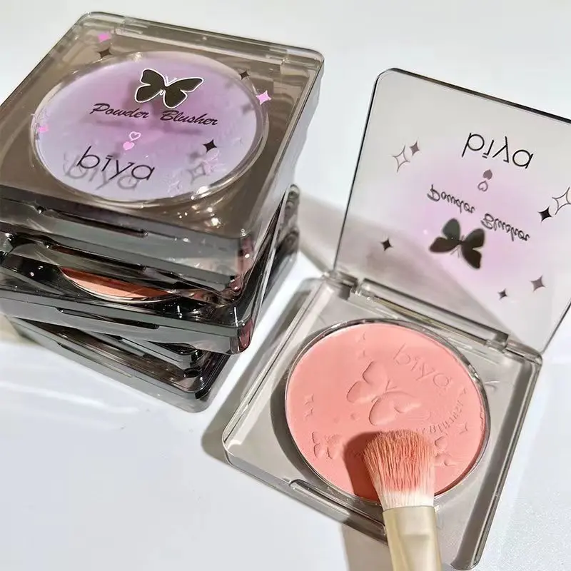 Biya Clear Slightly Tipsy Embossed Blush for Women Matte Ultra-Natural Nude Makeup Contouring Pure Desire Low Saturation Rouge