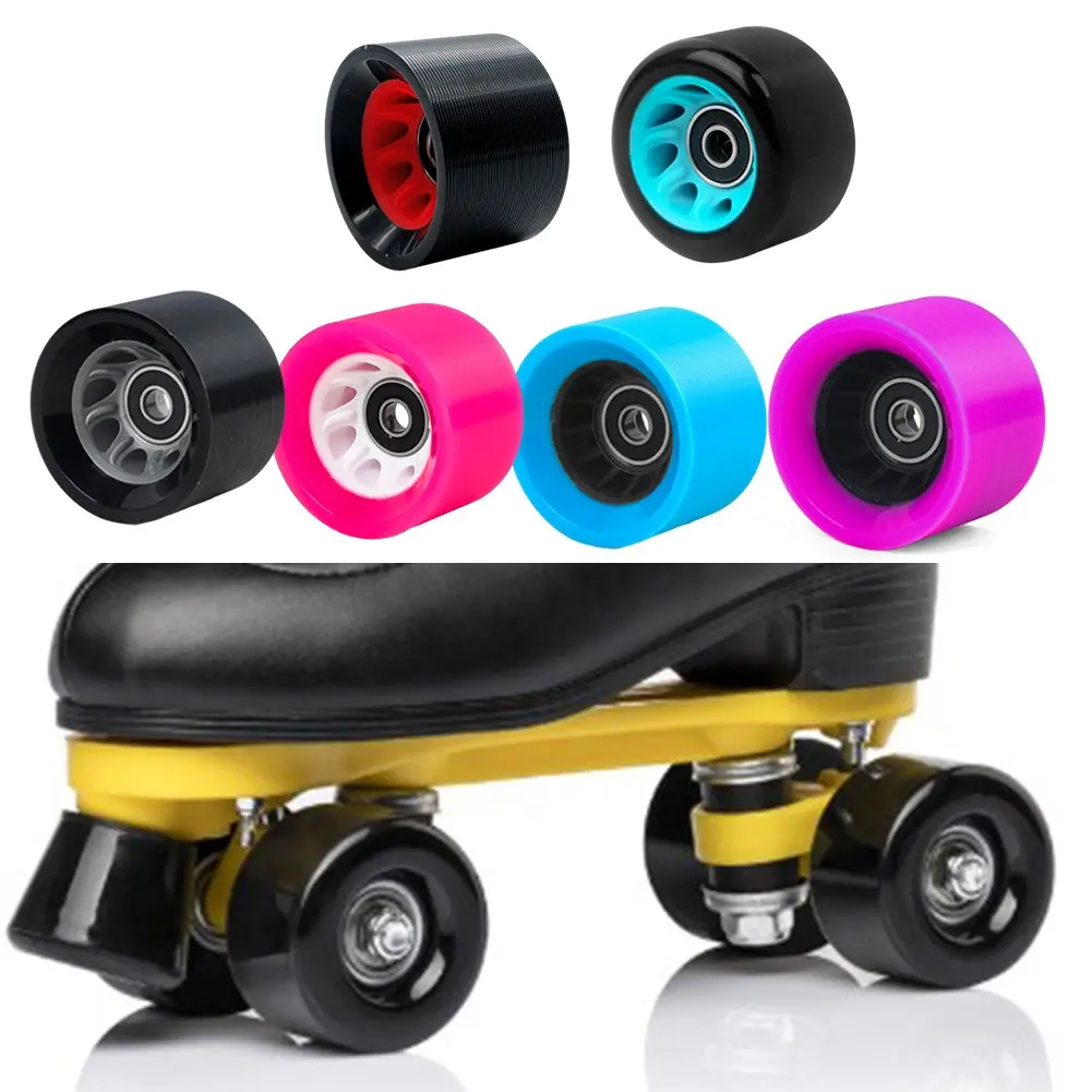 8pcs Roller Skate Wheels 58*39/32mm with High Carbon Steel Bearings for Double-Row Roller Skates and Quad Skateboards, Non-Slip PU Material, Indoor Outdoor Use, Asphalt Roads, Parks