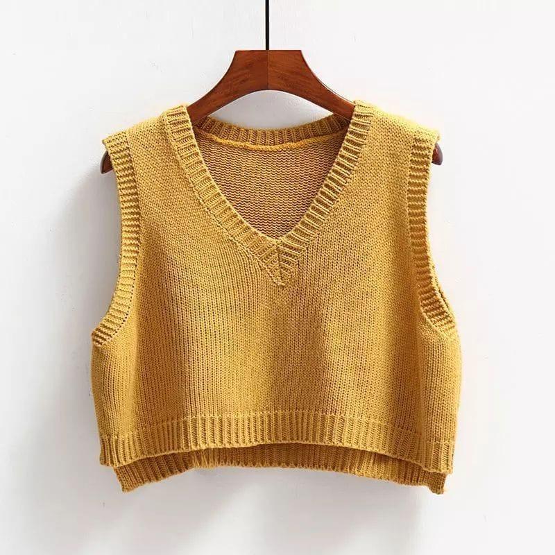 Product Introduction of Belleza outlet Baju Atasan Wanita Rajut Korean Style Vest crop Blouse Atasan Wanita 2