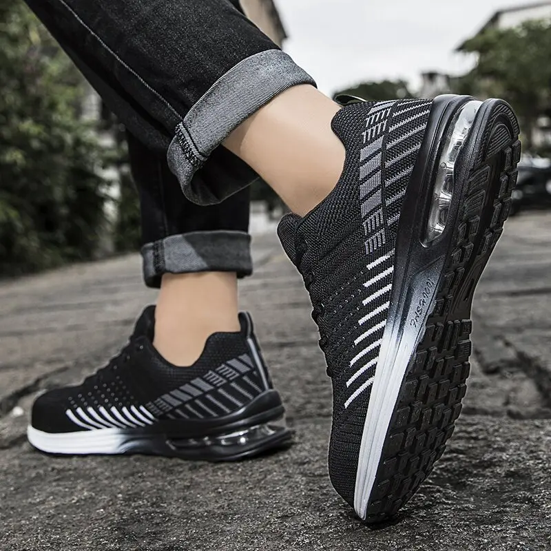 Giày Bảo Hộ Lao Động, Flyknit, Thoáng Khí, Chống Va Đập, Bảo Vệ Ngón Chân Thép Cho Nam, Thời Trang Và Dễ Phối Đồ, Nhẹ, Thích Hợp Đi Làm, Bảo Vệ An Toàn 4