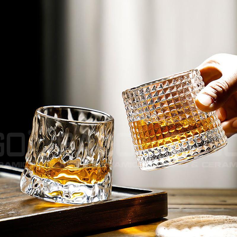 Set 06 Ly Thủy Tinh Đế xoay Deli Vintage whiky Rock Glass 170ml | Tùy Chọn Họa Tiết 2