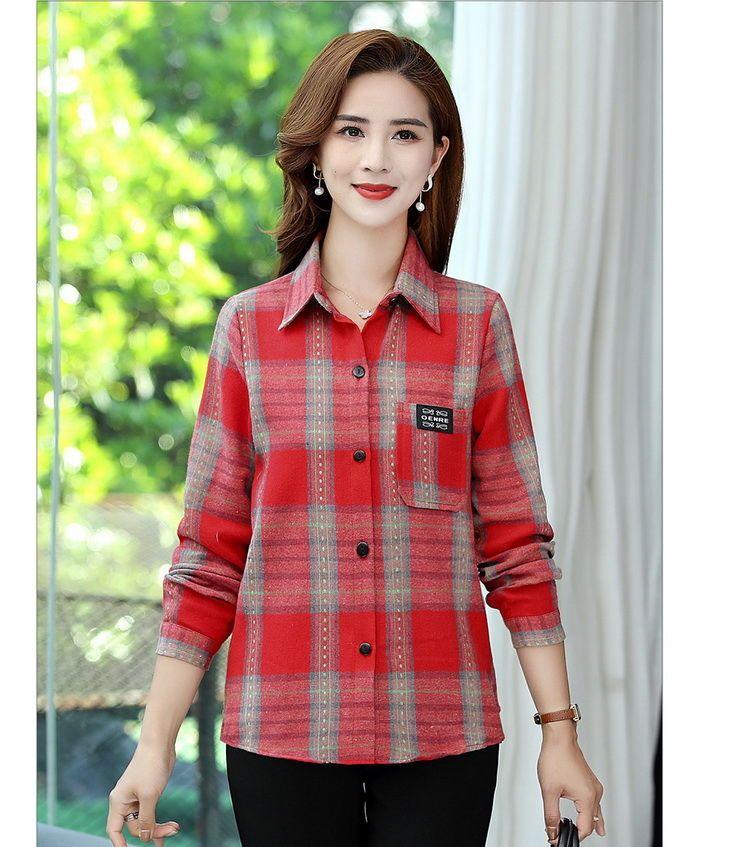 Product Introduction of Áo Sơ Mi Kẻ Sọc, Thời Trang Của Mẹ, Dáng Rộng Rãi Và Bó Sát, Dành Cho Phụ Nữ, Phong Cách Hàn Quốc, Áo Mặc Bên Ngoài Dễ Phối Đồ Thích Hợp Cho Phụ Nữ Trung Niên Top Women 14