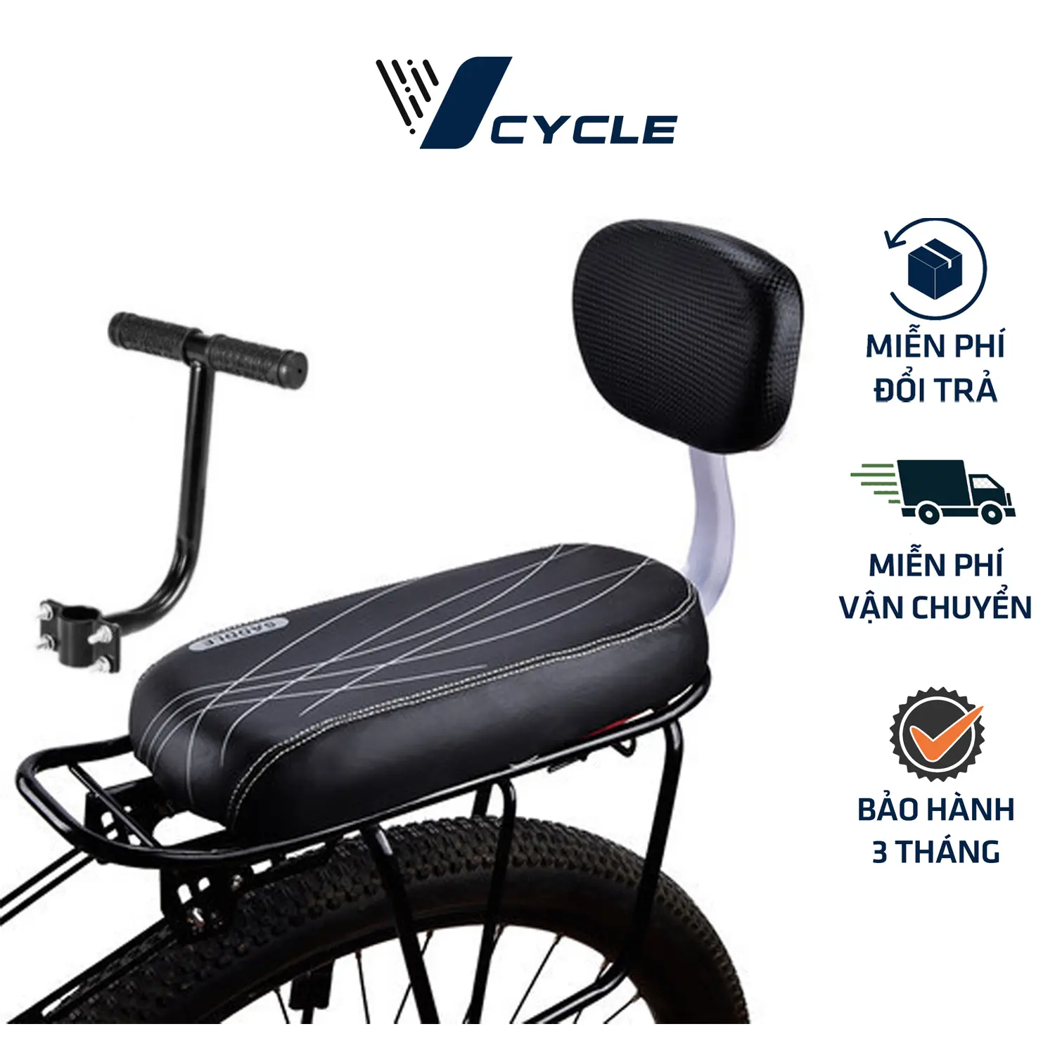 Đệm lót yên sau xe đạp đệm lót gác baga có tựa lưng, chống ê mỏi không thấm nước và giá để chân sau Gắn Xe Đạp