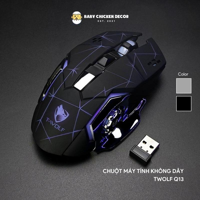 Chuột không dây Gaming T-WOLF Q13 Wireless có Pin sạc Type C, Led RGB