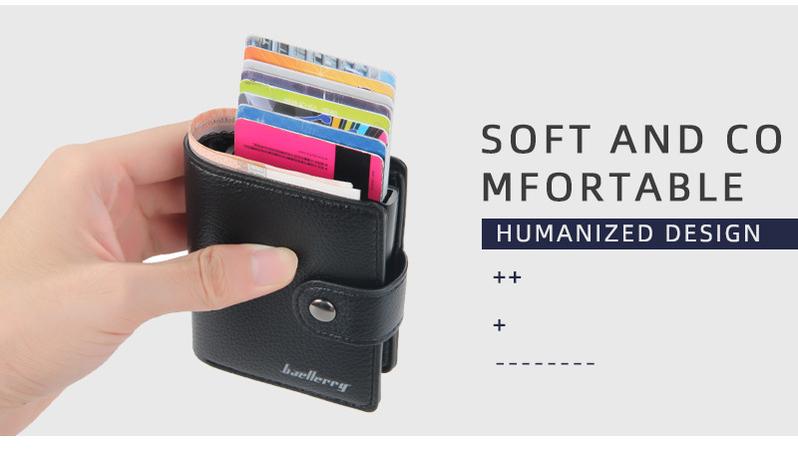 Product Introduction of Men's Card Holder in European and American Style with Lychee Pattern, Automatic Pop-up Card Type Clasp Wallet, Metal Aluminum Box Card Sleeve 19