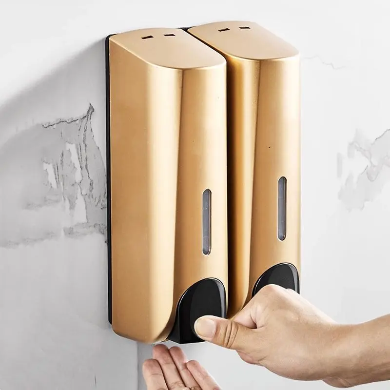 Wall Mounted Manual Soap Dispenser, Press Type Soap Dispenser, Punch-free Shampoo Dispenser, Home Bundles, Bathroom Supplies, Storage Organizer, Room Organizer 3